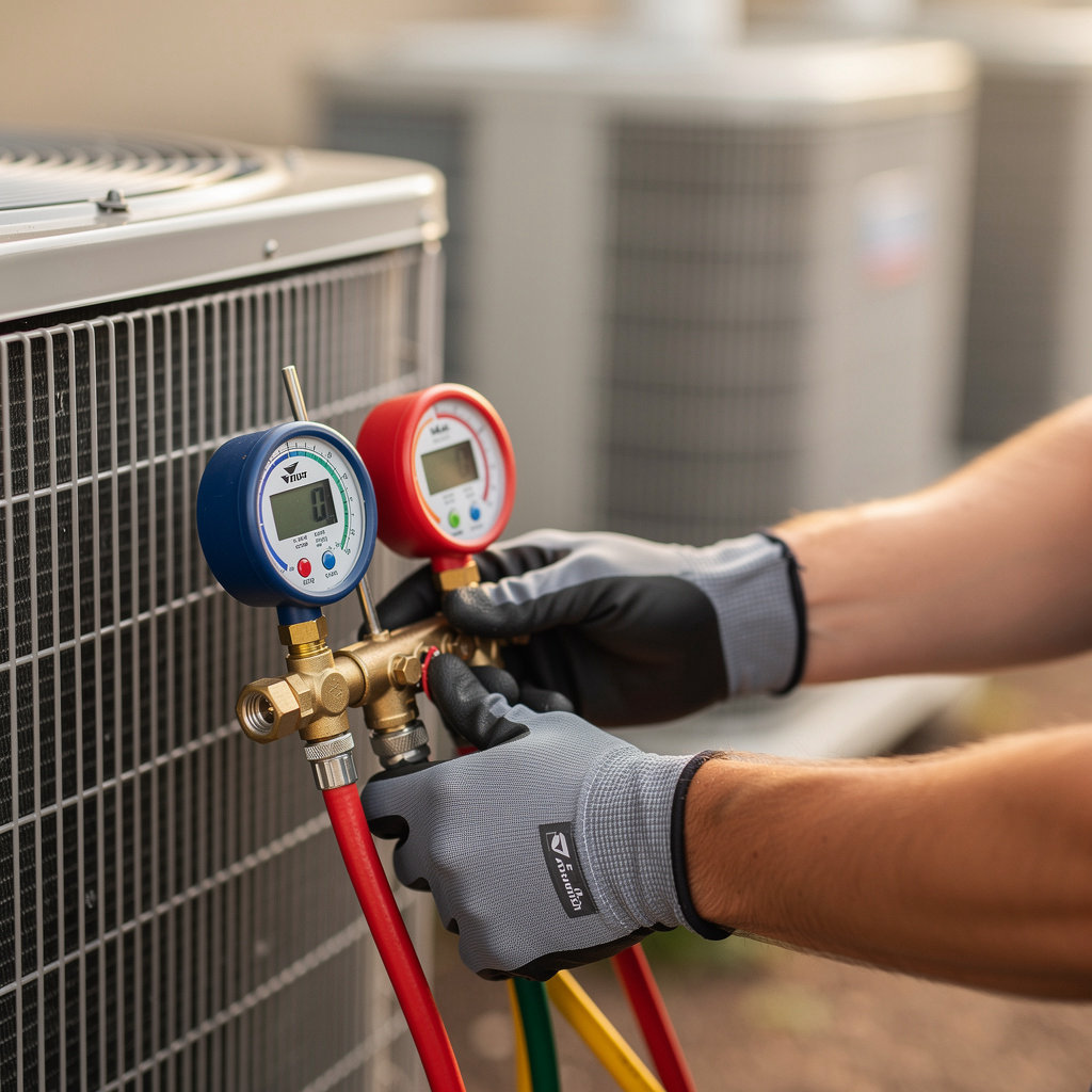 CoolAir Pros Denver technician performing professional HVAC installation and maintenance in a Denver home